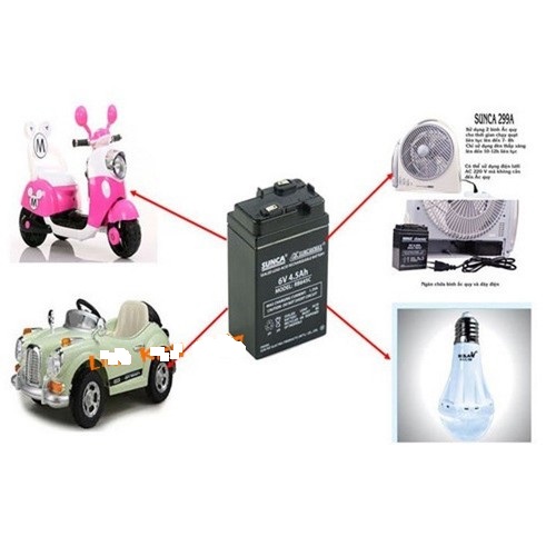 BÌNH ẮC QUY XẠC DÙNG CHO QUẠT, ĐÈN SUNCA 6V s4.5AH