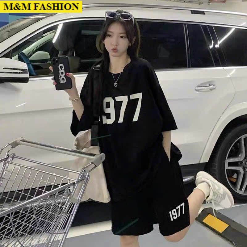 Sét bộ 1977 form rộng, quần đùi chất cotton tăm cực dày thời trang