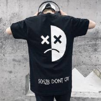 [HCM]Áo thun nam form rộng Hàn Quốc in hình Mặt Buồn độc đẹp vải dày mịn mát