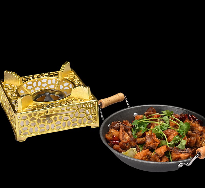Bếp Cồn Gang Cao Cấp - Mạ Vàng [ Kích Thước : 7cm x 19cm ]