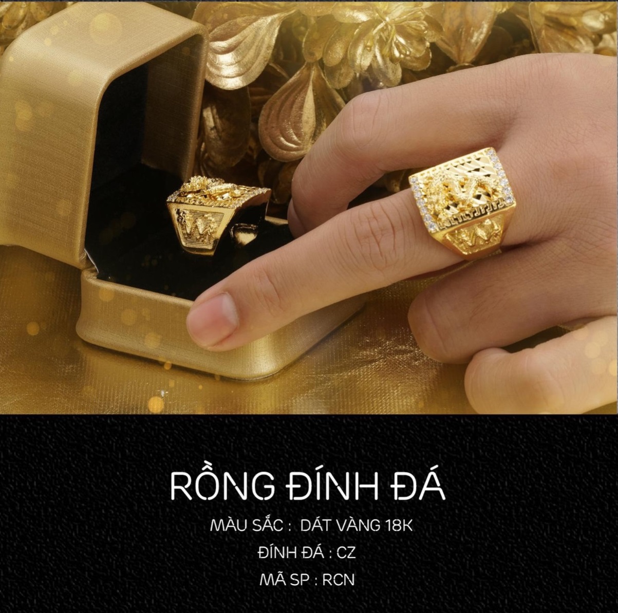 Nhẫn Nam Chạm  Rồng RCN 0500507 - Mang đi chơi, đi tiệc đều đẹp - Bao đổi trả trong 07 ngày