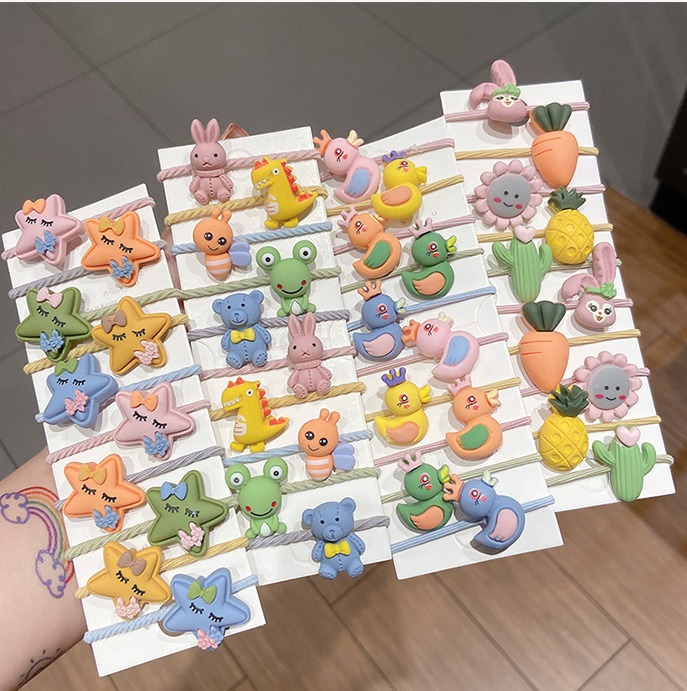 Set 10 Dây Buộc Tóc Hoạt Hình Dễ Thương Cho Mẹ Và Bé