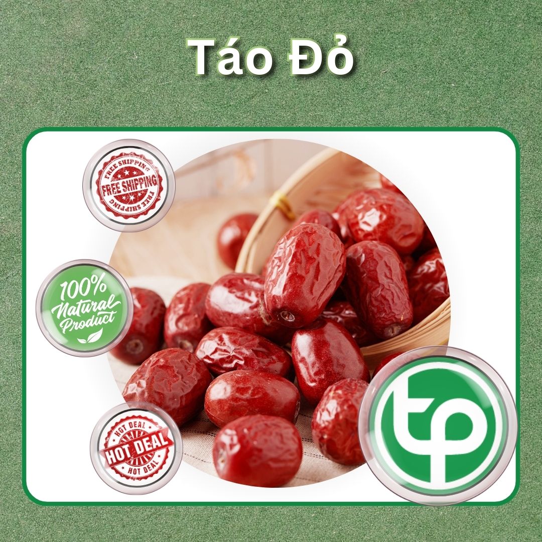 Táo đỏ sấy khô túi lớn loại 500g - Tấn Phát - Hàng công ty chất lượng cao