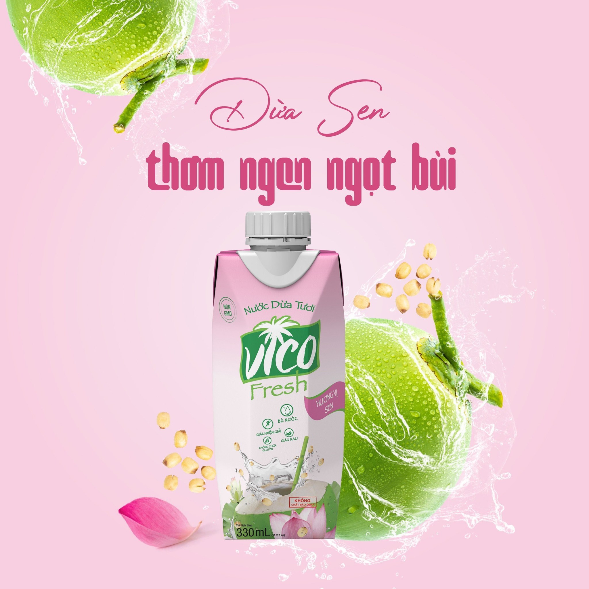 COMBO 5 HỘP NƯỚC DỪA VICO FRESH 330ML - VỊ SEN