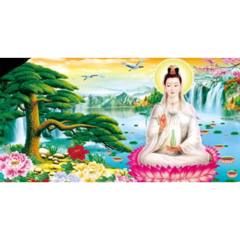 Tranh đính đá phật quan thế âm lv356