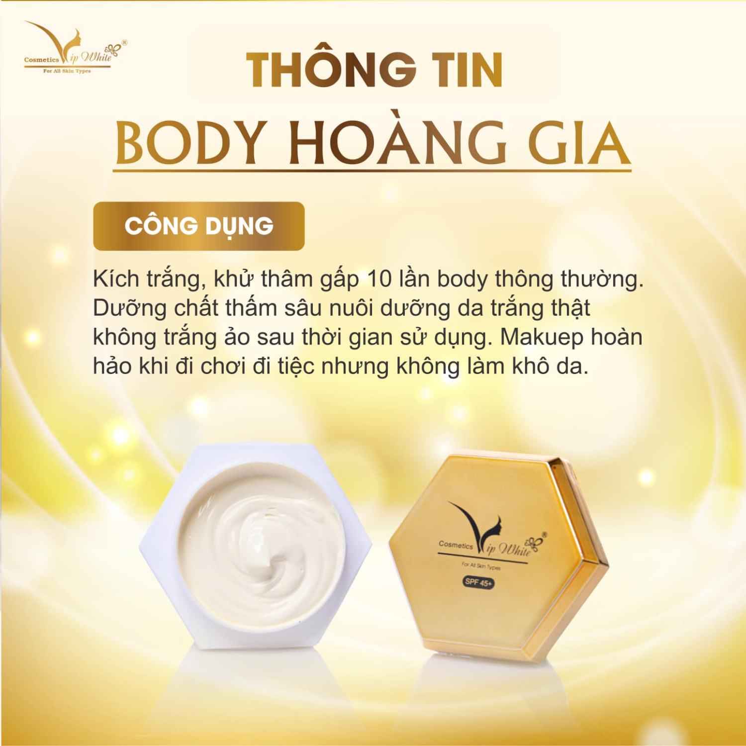 Kem Body Hoàng gia Vip White - Mẫu mới 2022 - White Plus - Kem body vip white truyền trắng 250 Gram