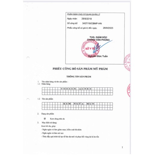 [HCM]Kem Bôi Mụn Yoosun Acnes 15gr