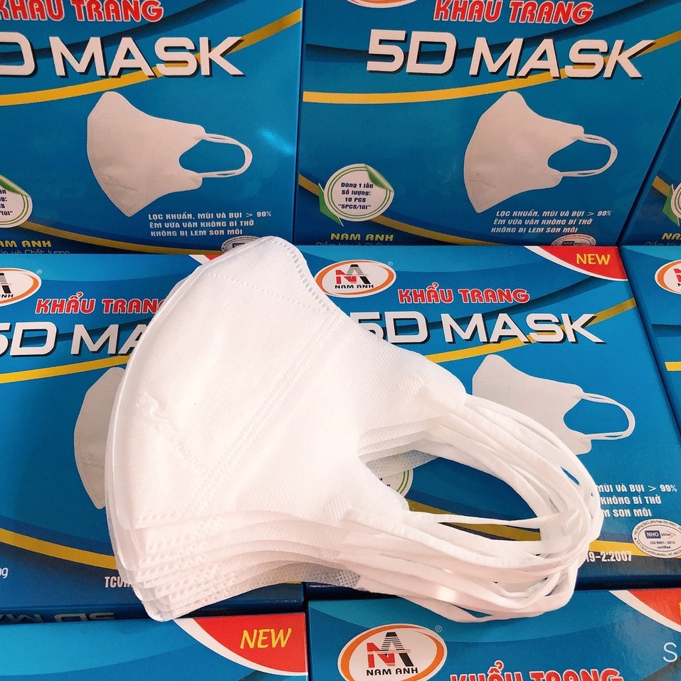 (Hộp 10 Cái) Khẩu Trang 5D Mask Nam Anh FAMAPRO Dây Thun