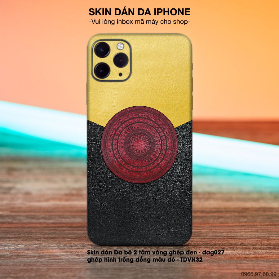 Miếng dán da ghép hình trống đồng đỏ - bộ bộ 6 cho iPhone (inbox mã máy cho shop)