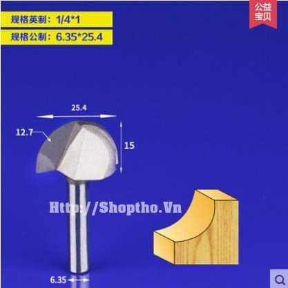 Mũi Phay TIDEWAY Đánh Rãnh Tròn Cốt 6.35mm nhiều cỡ