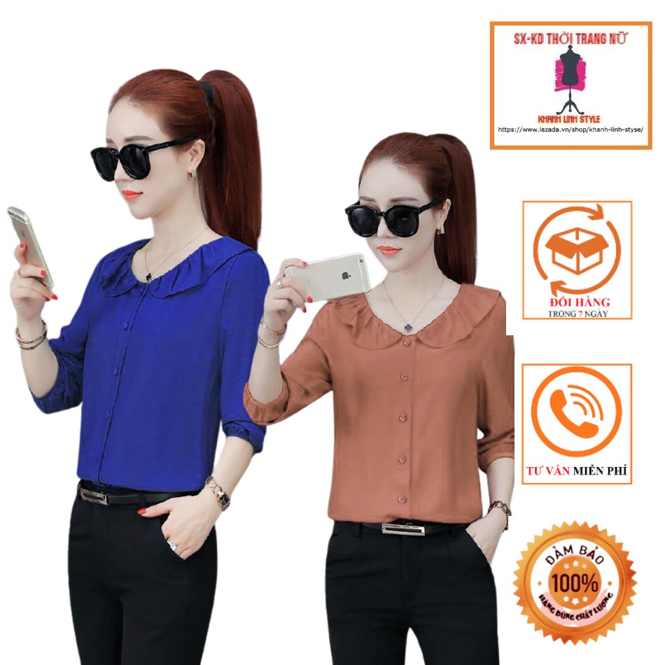 [4.4 Hoàn tiền 15%]Áo sơ mi cổ sen bèo duyên dáng - MS0112A