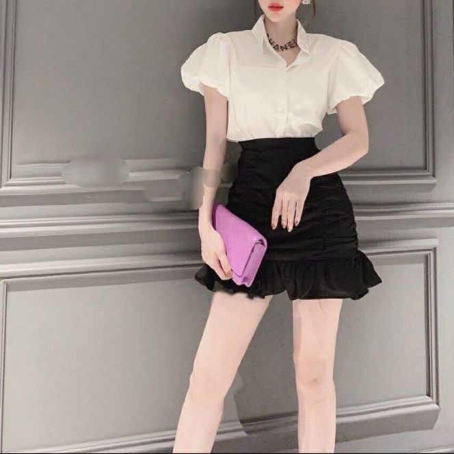 SÉT ÁO TIỂU THƯ,CHÂN VÁY NHÚNG CÓ QUẦN HOT GIRL LUÔN FORM DƯỚI 52KG