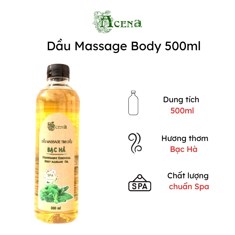Dầu Massage Body Tinh Dầu Bạc Hà ACENA 500ml
