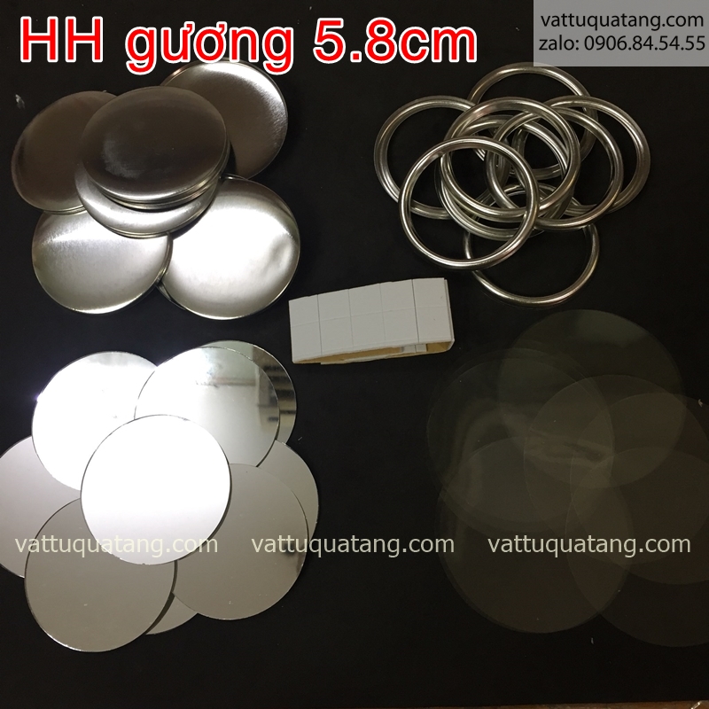 Combo 50 cái Phôi Huy hiệu gương , gương soi bỏ túi 5.8cm