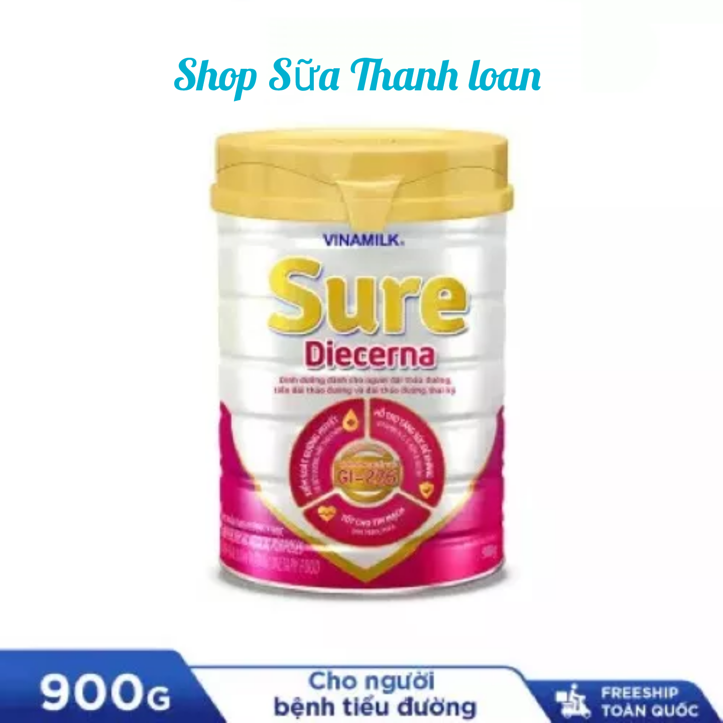 (HSD T9-2027) (MẪU MỚI) COMBO 2 LON SỮA BỘT VINAMILK SURE DIACERNA 900G.