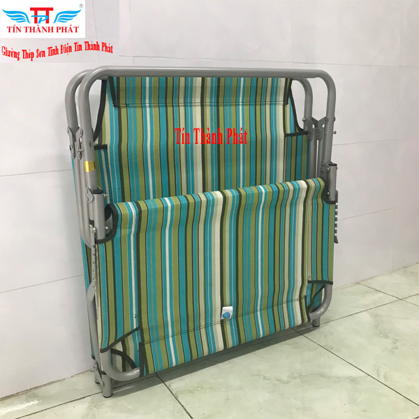 Giường xếp thép sơn tĩnh điện Tín Thành Phát – Khung thép chắc chắn, vải giường thoáng mát, dễ vệ sinh
