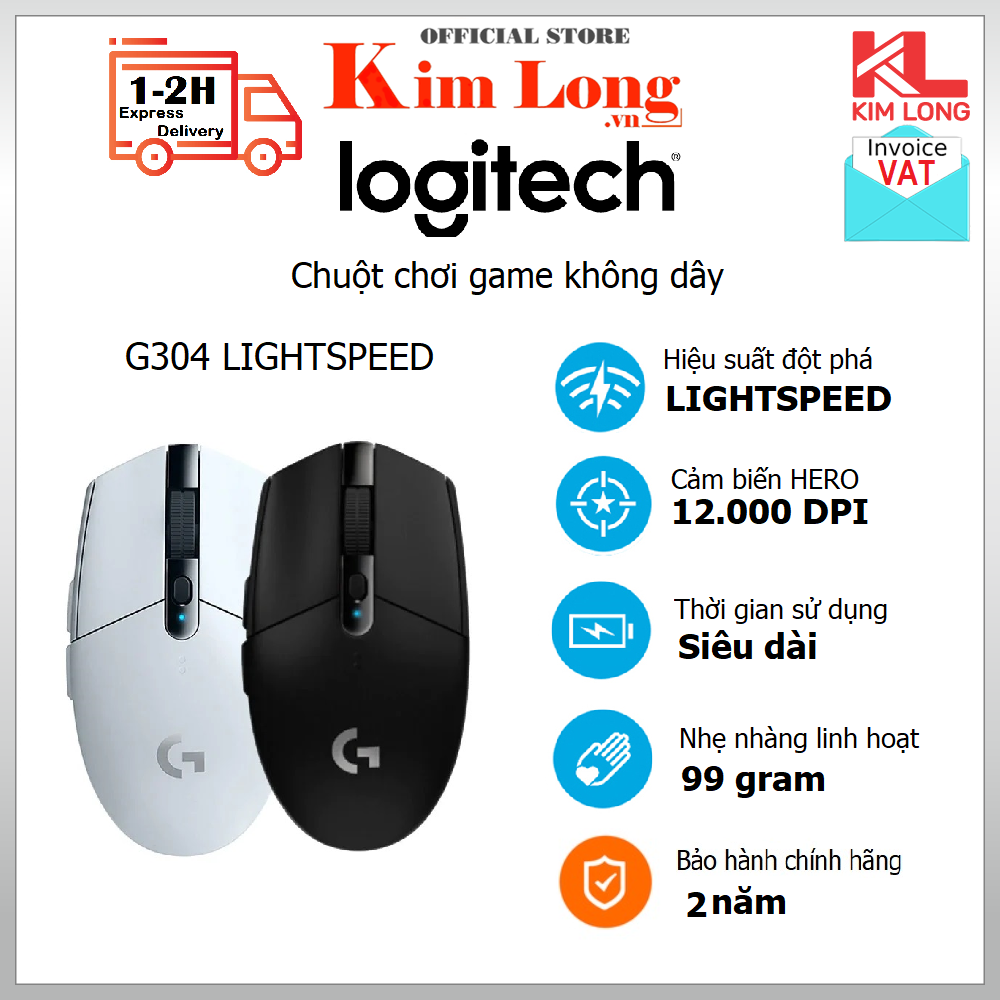 Chuột game không dây Logitech G304 - nhẹ, 6 nút lập trình, onboard memory, pin 250h - Bảo hành 2 năm chính hãng