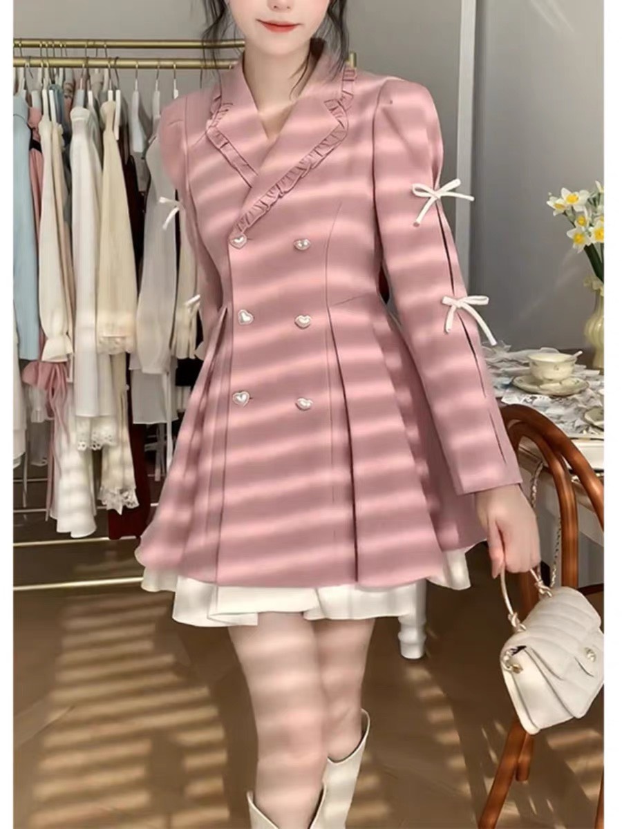 Đầm công sở cổ vest tay dài kèm váy lụa - Thời trang BB