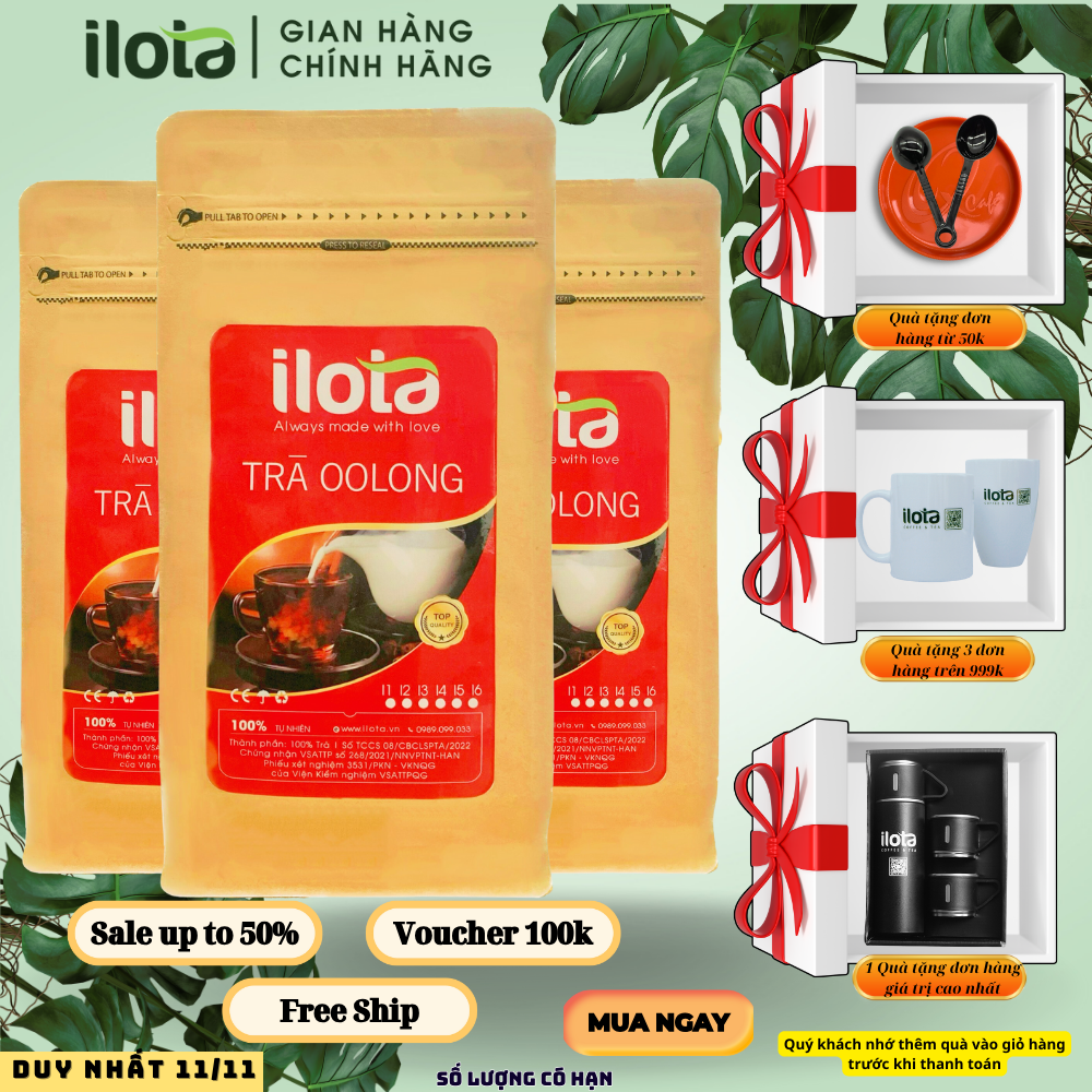 Trà o long pha trà sữa trà trái cây chuẩn xuất khẩu Đài Loan làm nguyên liệu pha chế hoặc thưởng thức trà ô long gói 250gr
