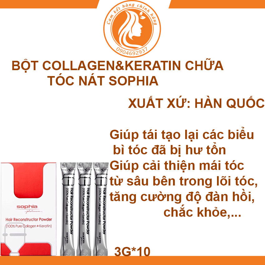 Bột collagen & keratin chữa tóc nát Sophia