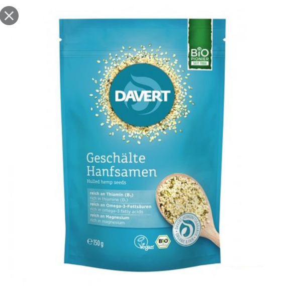 Hạt gai dầu hữu cơ tách vỏ Davert (150g)