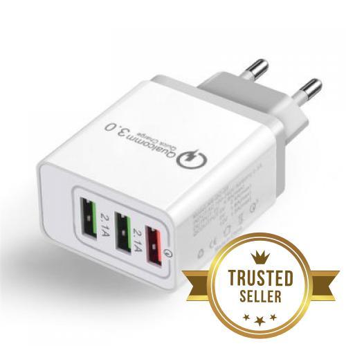 Cwxuan 18W 3 USB Ports QC 3.0 Power EU Plug Quick Adapter Charge WHITE