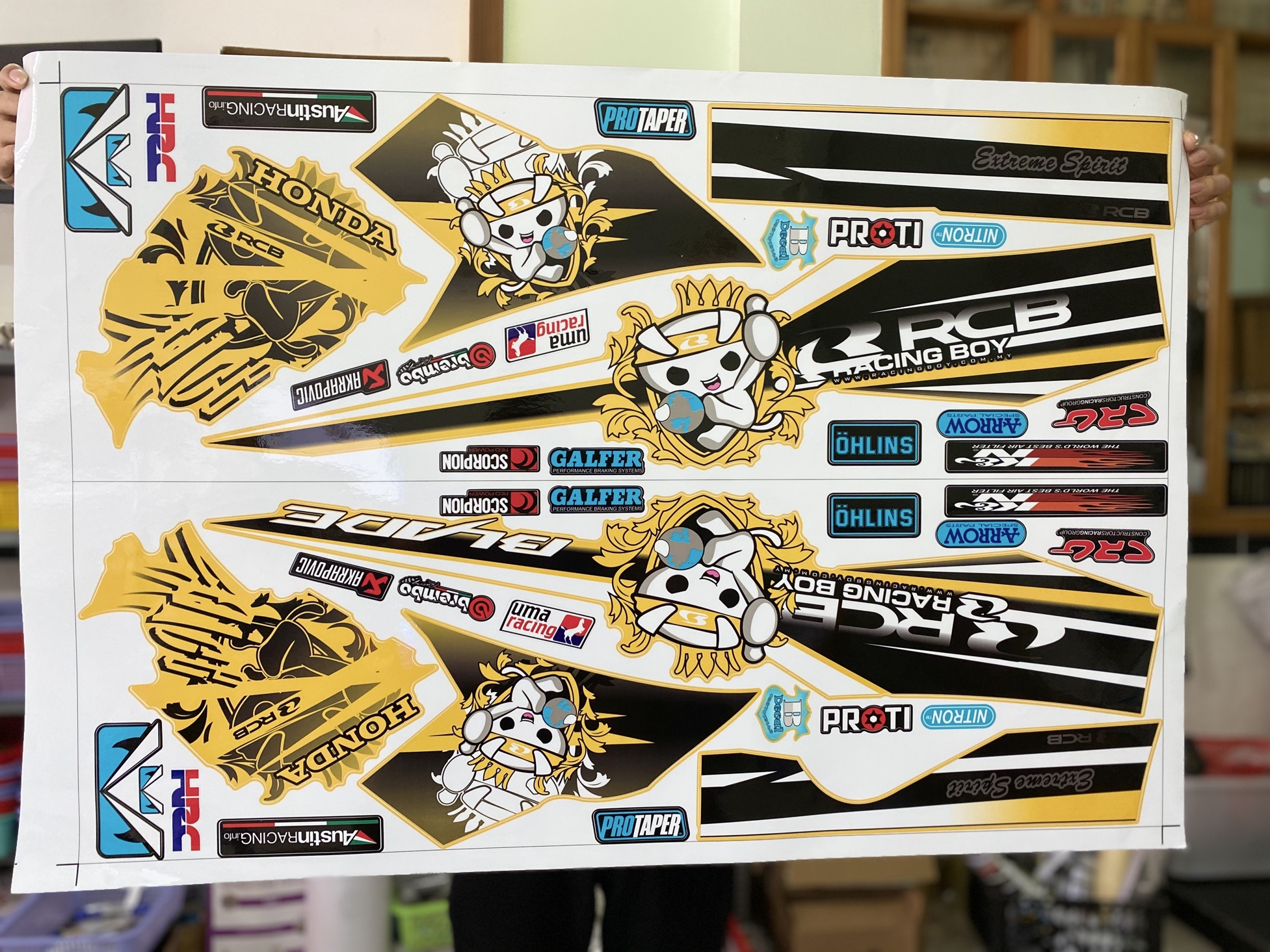 Tem rời honda wave blade 110 racing boy dán xe vàng