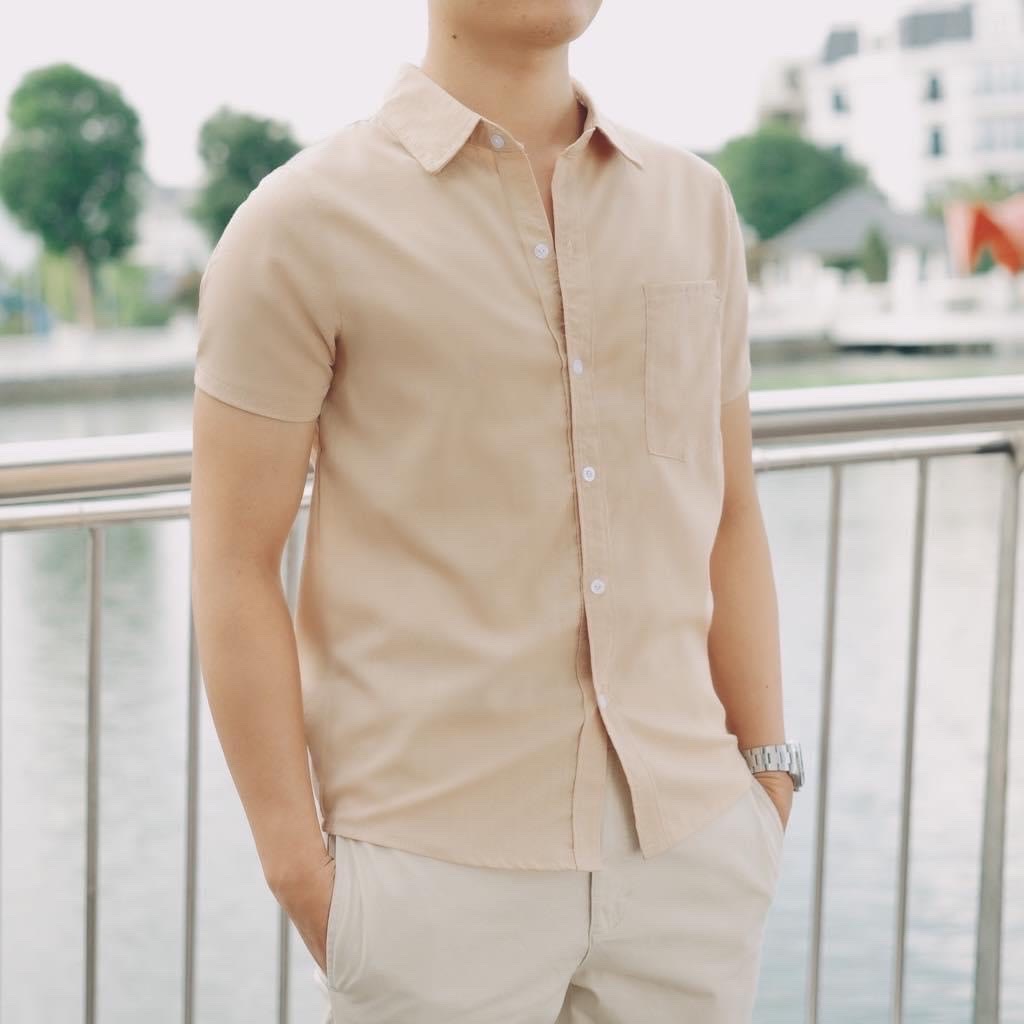 ÁO SƠ MI CỘC TAY NAM CỔ BẺ FULL CÚC