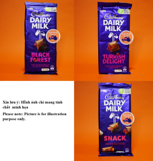 Socola thanh Cadbury dairy milk black forest turkish delight Snack 180g thumbnail
