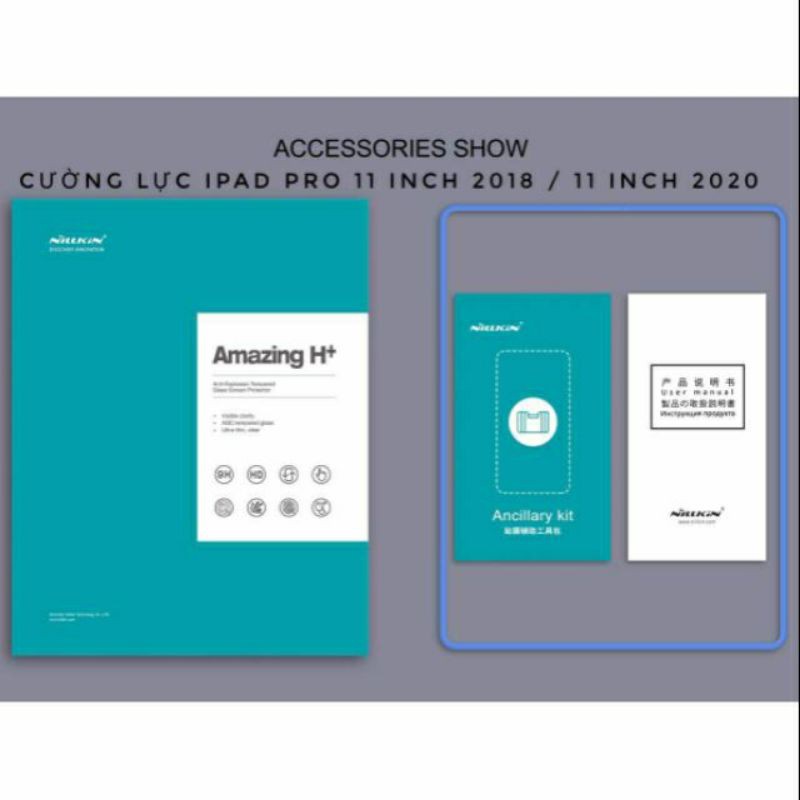 Kính cường lực Ipad Pro 11 2020/ Pro 11 2018 hiệu Nillkin Amazing H+ xịn ( trong suốt ) chất lượng đảm bảo an toàn đến sức khỏe người sử dụng cam kết hàng đúng mô tả