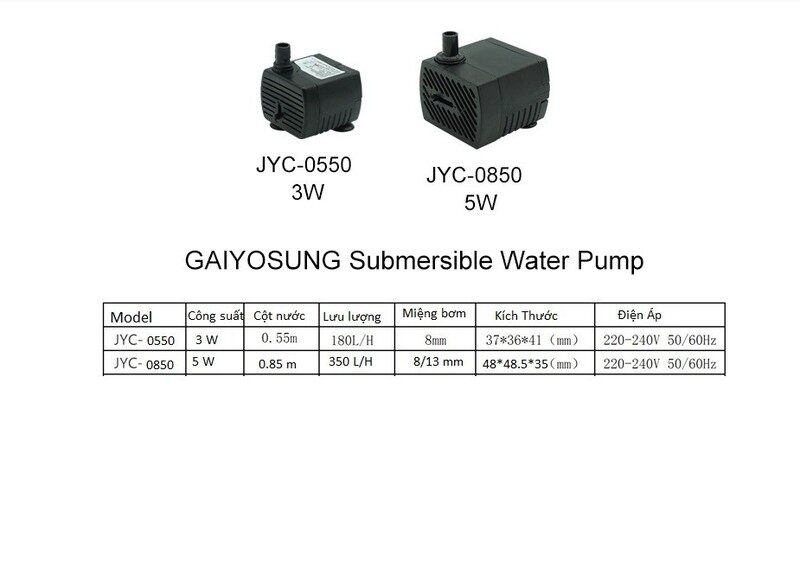 Máy bơm chìm mini 3W/5W cho bể cá , bể thủy sinh