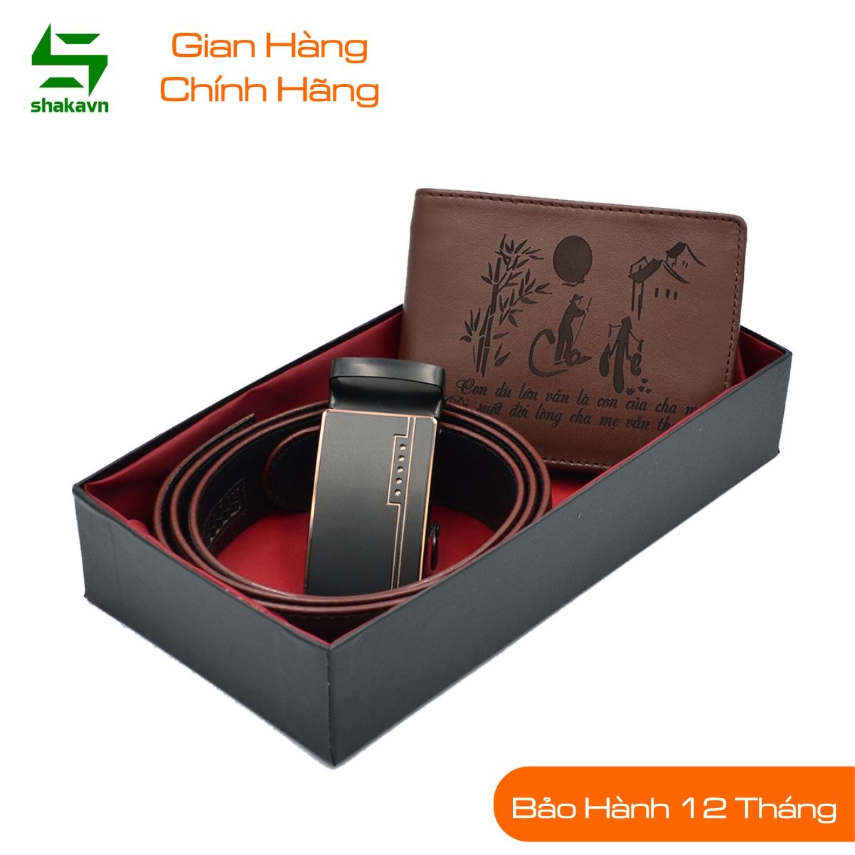 [COMBO SKN2] Ví Da Bò Khắc Laser + Thắt Lưng Thời Trang Shakavn