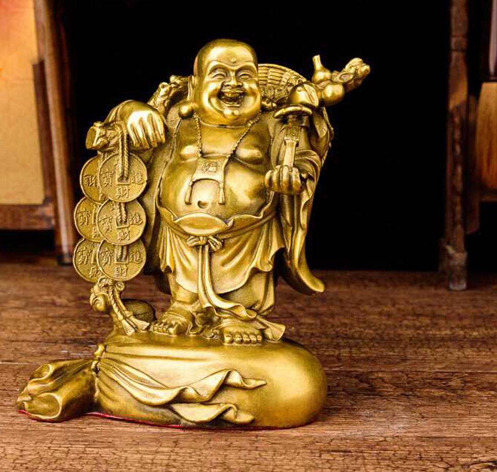Tượng di lặc cưỡi bao tiền bằng đồng thau cỡ đại phong thủy Hồng Thắng