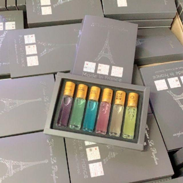 Sét 6 Chai Nước Hoa Nam Nữ Tháp Dạng Lăn