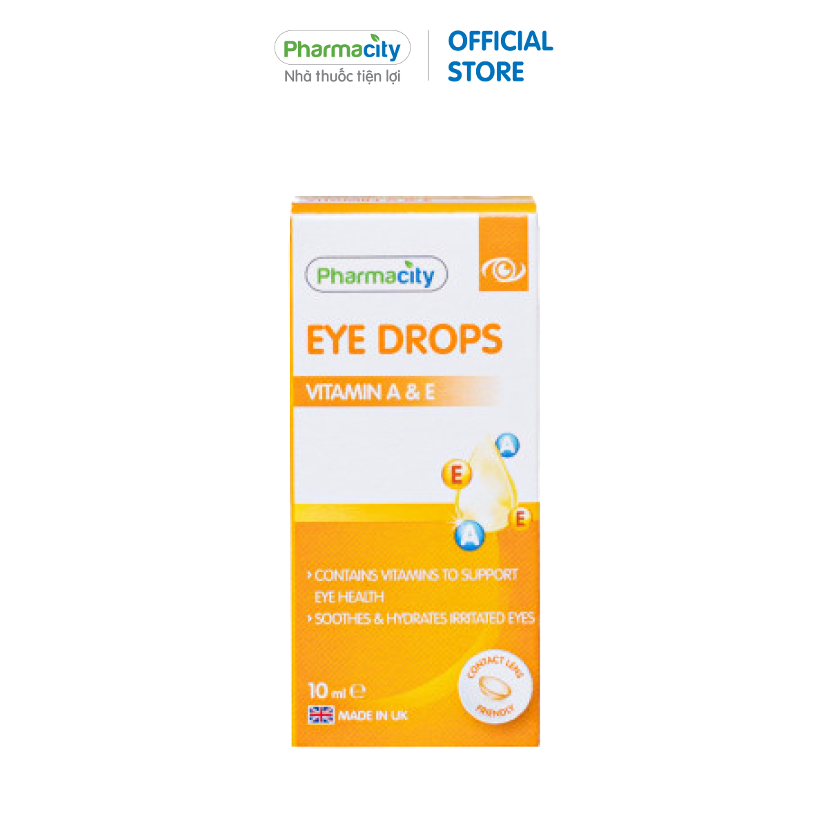 Dung dịch nhỏ mắt Pharmacity Eye Drops - Vitamin A & E (Chai 10ml/ Hộp)