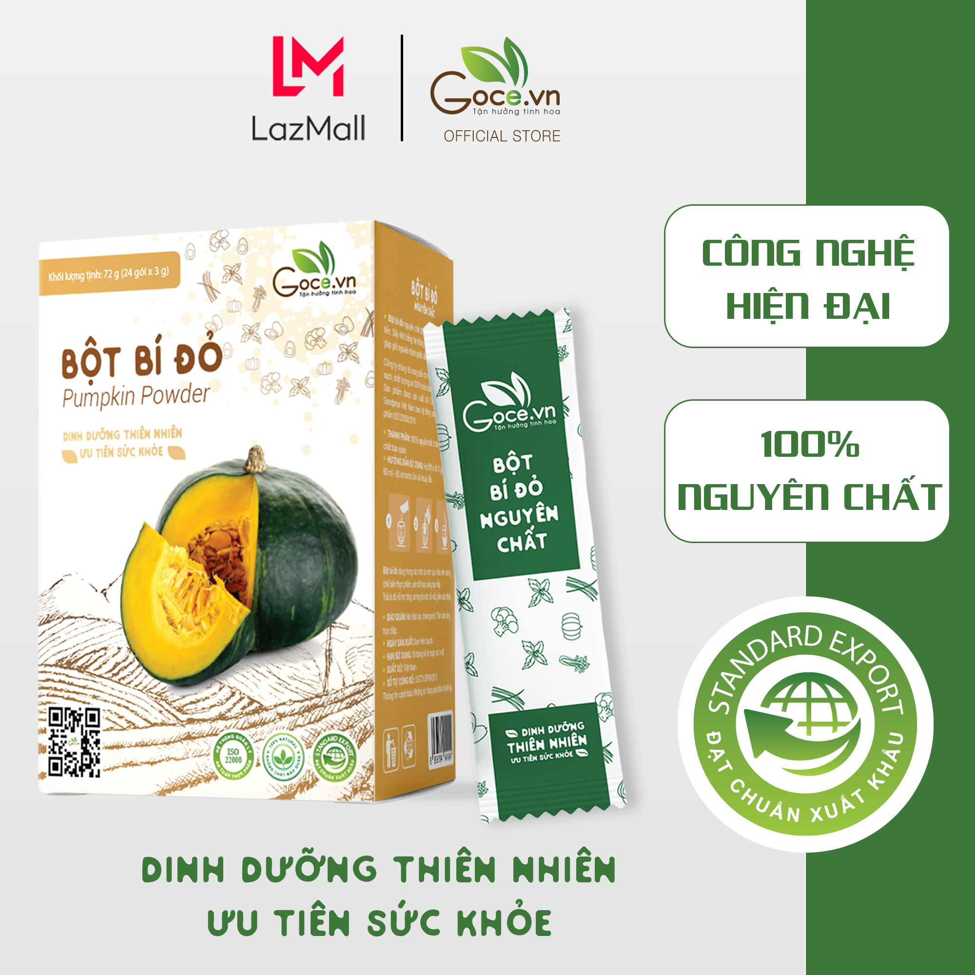 Bột bí đỏ nguyên chất Goce - 72g (24 gói x 3g)