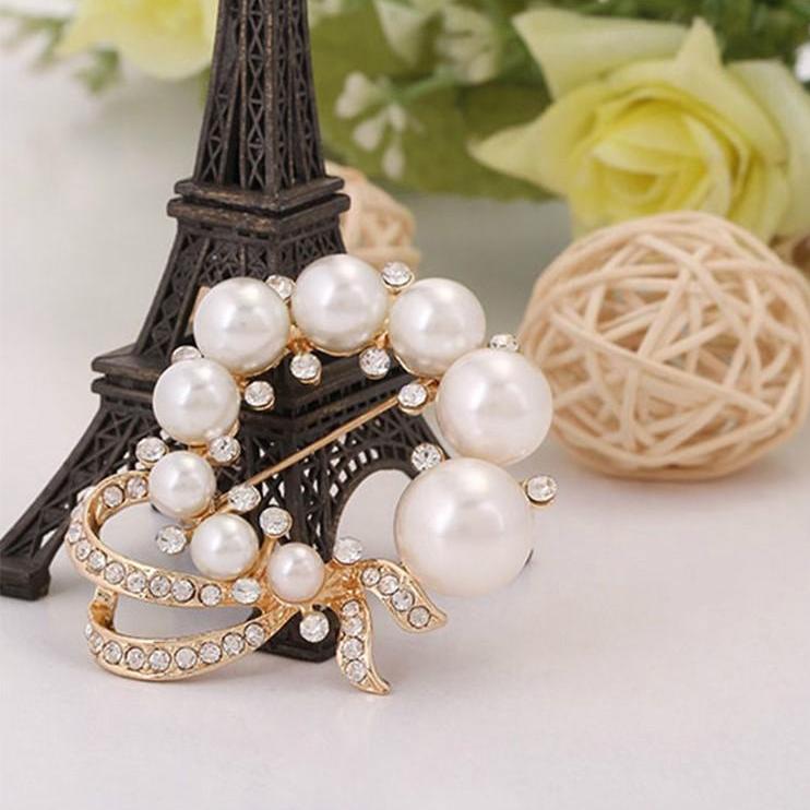 [HCM]Cài Áo Nữ Tròn Đính Ngọc Trai CAOG-20.