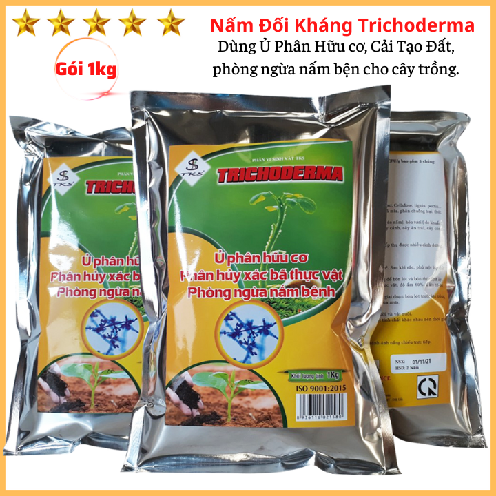 NẤM TRICHODERMA TKS: Đối Kháng Nấm Bệnh, Ủ Phân Hữu Cơ- Gói 1kg