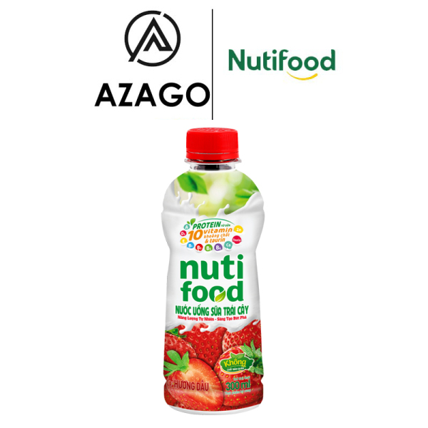 Nước uống Sữa trái cây Nuti hương Dâu chai 300ml NTD01AZ - Thương Hiệu NUTIFOOD - AZAGO