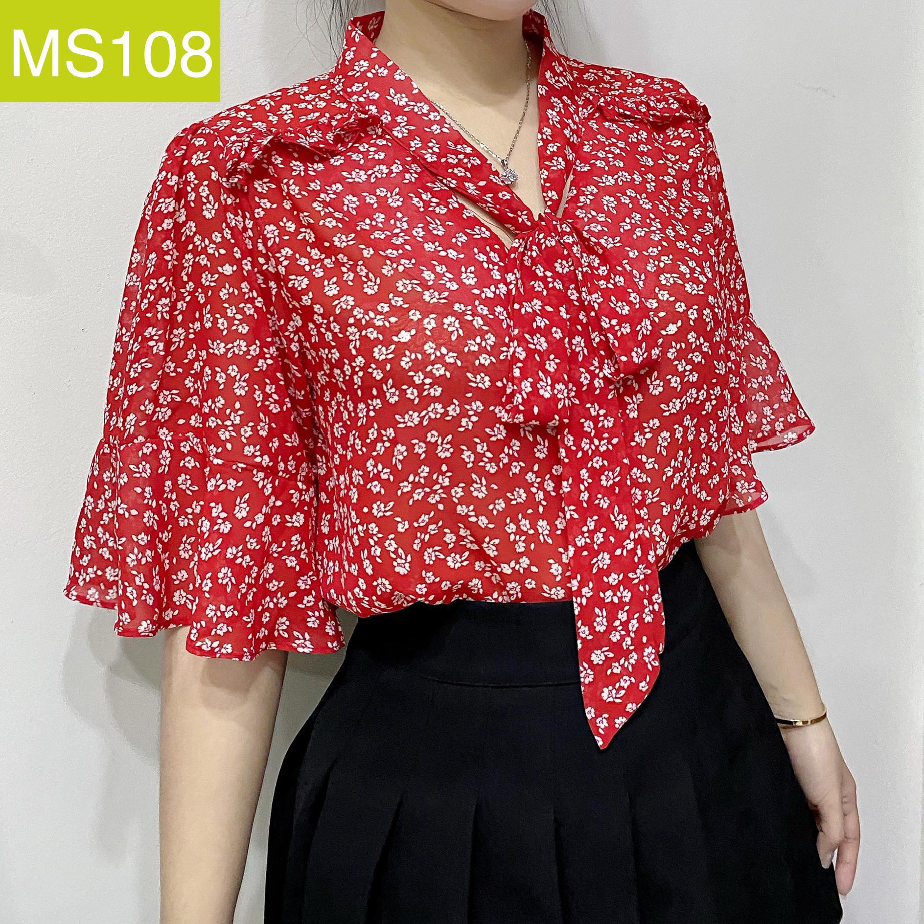 ÁO SƠ MI CỘT NƠ CỔ BÈO VAI MS108