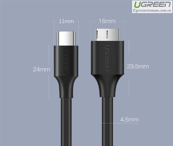 Cáp chuyển đổi USB type-C to Micro USB 3.0 dài 1m  Ugreen 20103 cao cấp