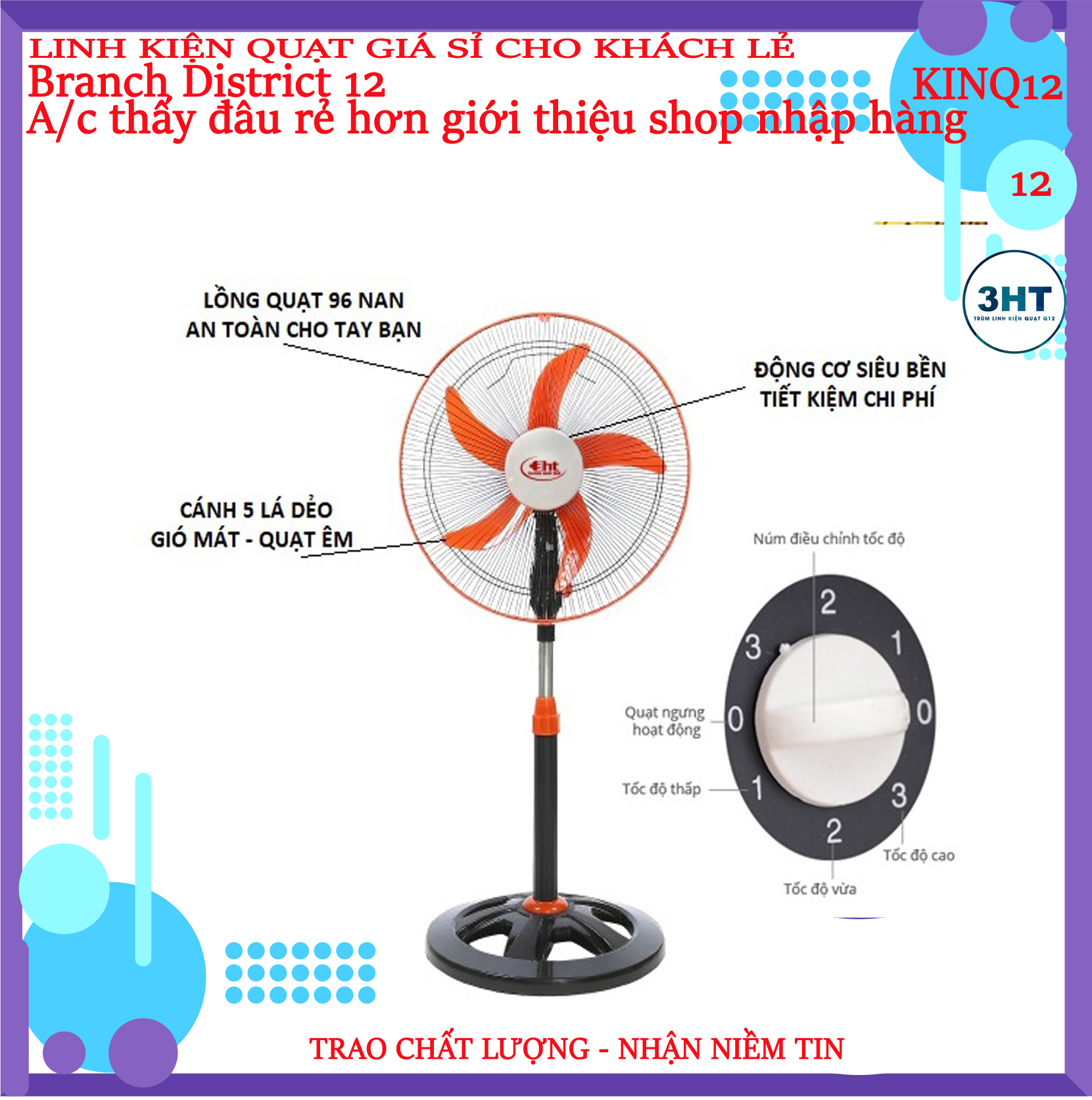 Quạt Kẹp Bình 12V Công Nghiệp B3 - 3 Tốc Độ Gió.