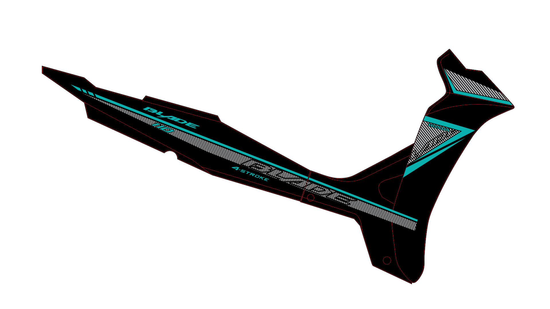 Tem rời wave blade 110 sọc dán xe đen nhám
