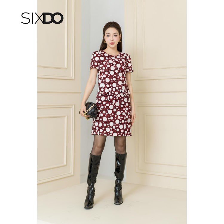 Đầm thô dáng suông họa tiết phối túi SIXDO (Mini Raw Dress)
