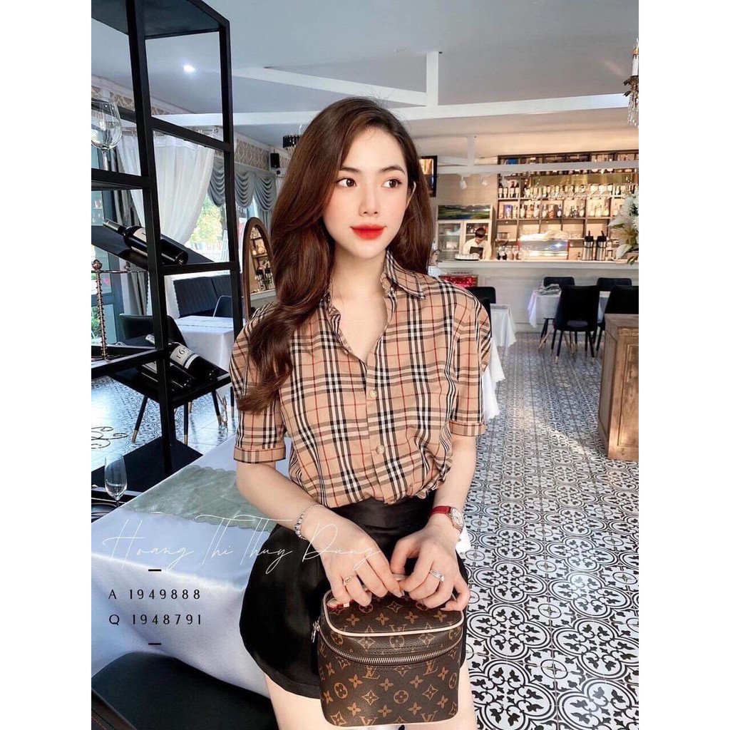 Áo sơ mi kẻ cộc tay hot hit
