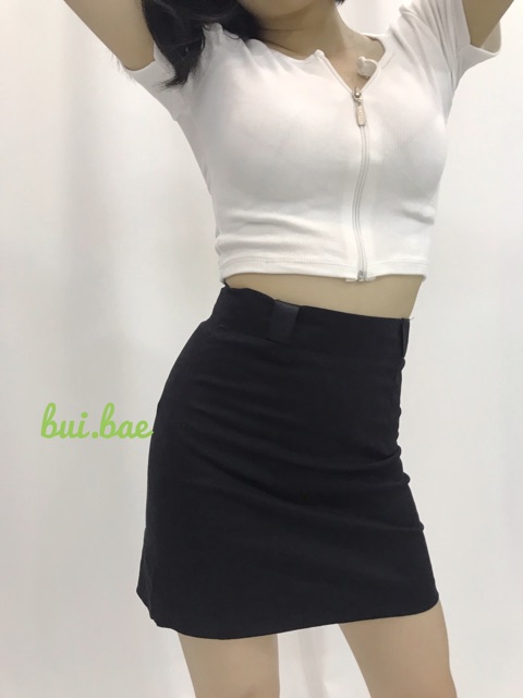 [HCM]Áo crop top kéo khoá anh that (kèm video cận chất)