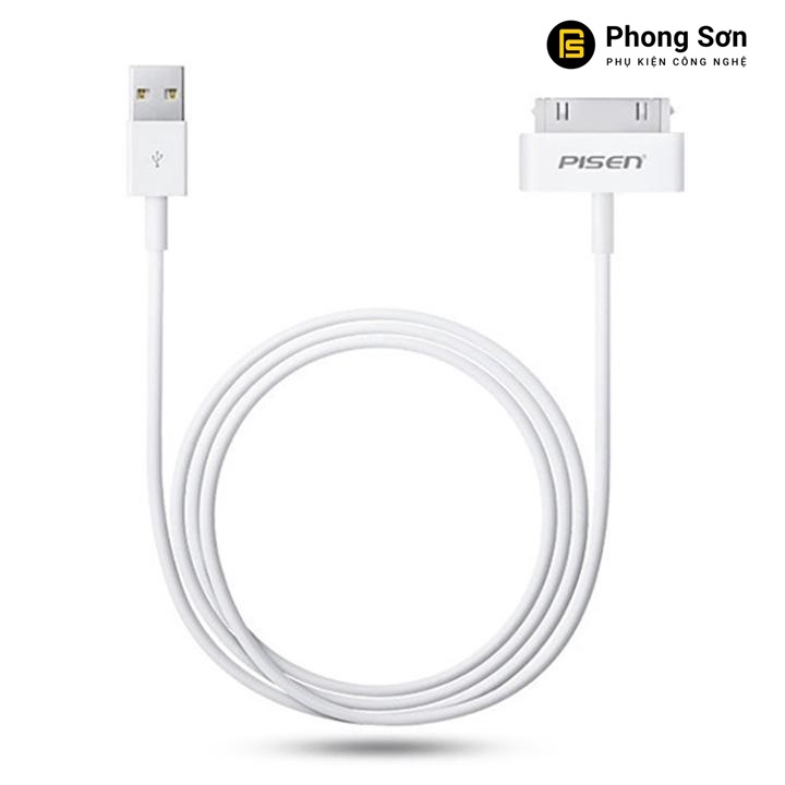 Cáp sạc PISEN cho iphone 4/4S và ipad 1/2  80cm (trắng)