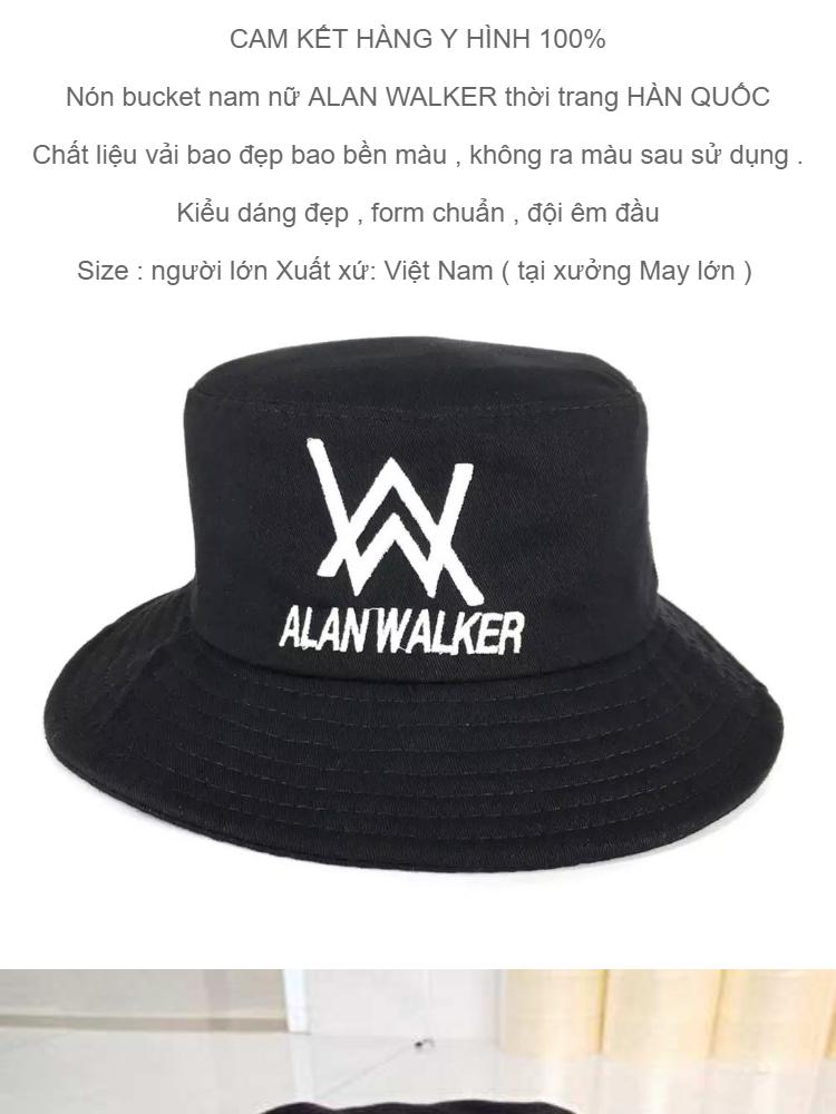 1 nón bucket thời trang nam nữ màu đen (alan walker)