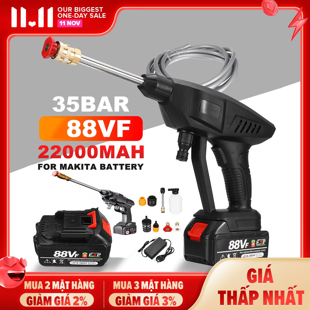Máy rửa xe không dây dùng pin Lithium máu rửa xe cao áp xe ô tô dùng tại nhà