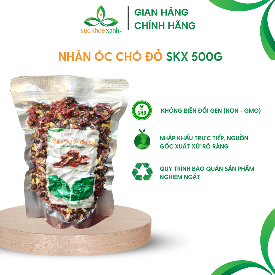 Nhân óc chó đỏ nhập khẩu Mỹ - Túi 500gr - Hàng chính hãng